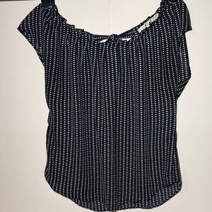LC Lauren Conrad Blue and White Heart Striped Blouse